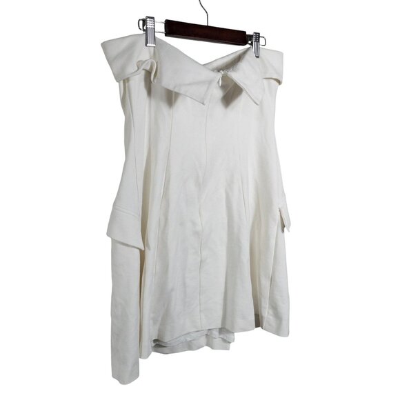 Anthropologie BHLDN Strapless Tuxedo Mini Dress White Bridal SZ M Casual Wedding - Picture 6 of 14